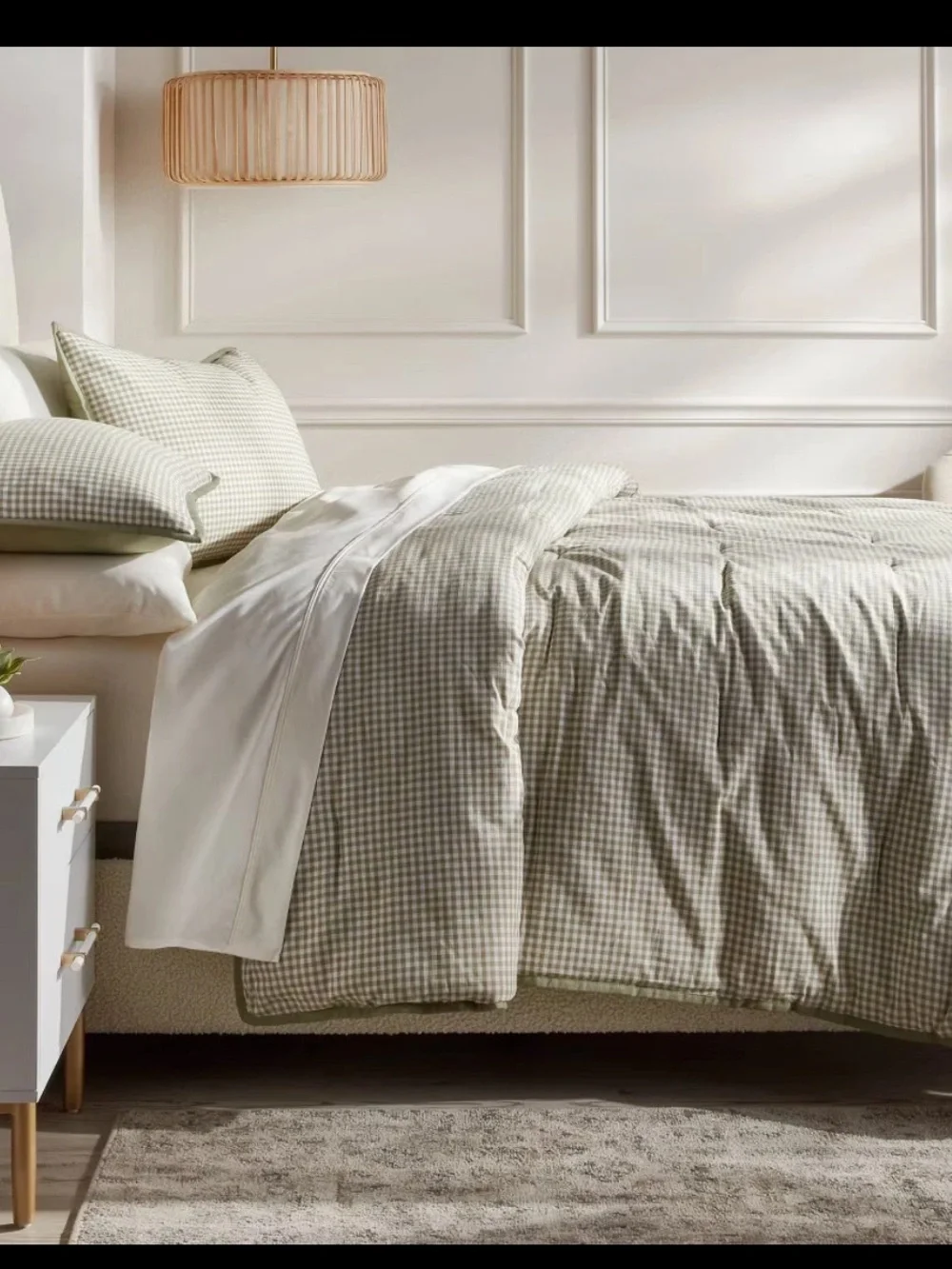 King Mini Gingham Comforter and Sham Set Moss Green - Threshold